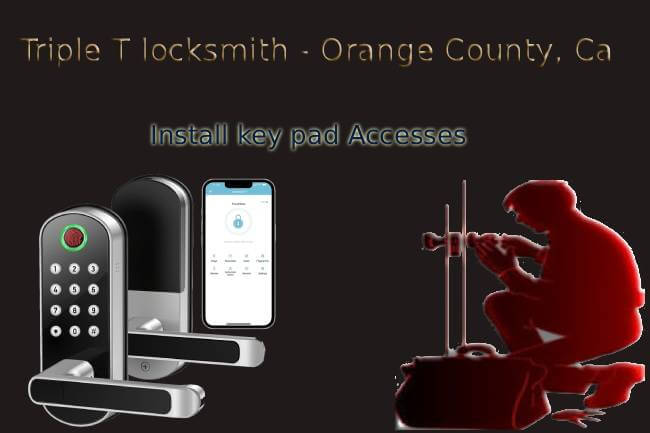 Residential locksmith working on home door lock